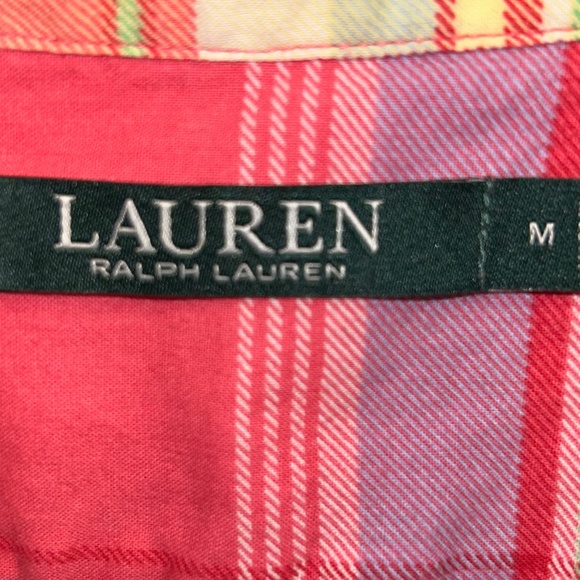 Bright plaid Lauren Ralph Lauren Button down top - Picture 3 of 5